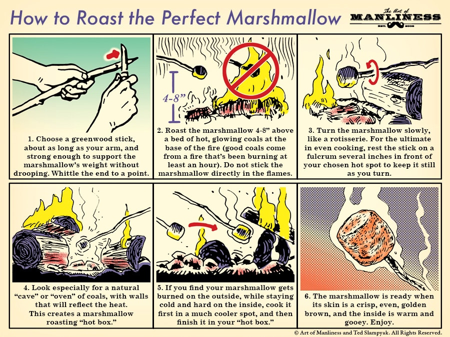 A step by step instructions for roasting marshmallows.