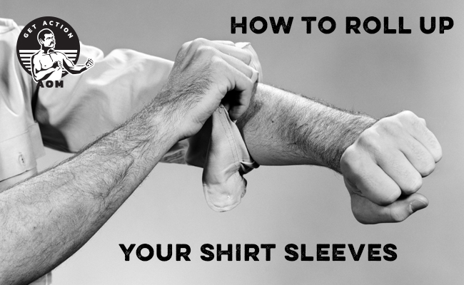 Pushing or rolling the sleeves of a blouse or shirt up