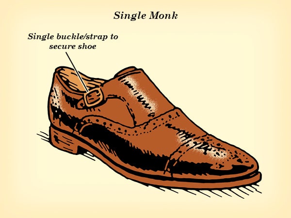 Single monk strap dress shoe illustration.