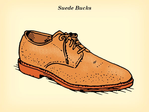 Suede Bucks dress shoe illustration.