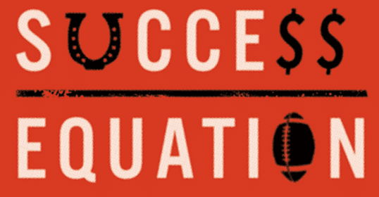 The success equation logo on orange background.