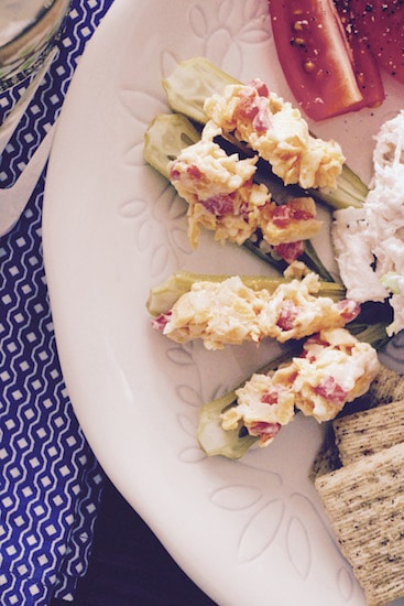 Spicy Pimento Cheese + Pickled Okra recipe.