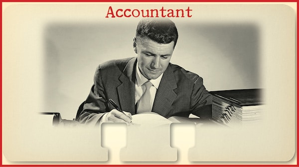 Vintage Accountant Working In Office.