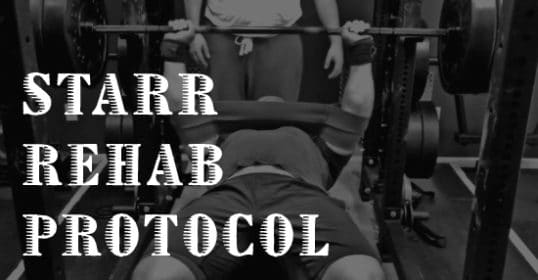 A man doing a squat in a gym following the Starr rehab protocol.