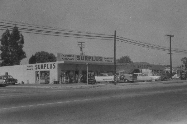 Vintage 1950s 1960s army navy surplus store.