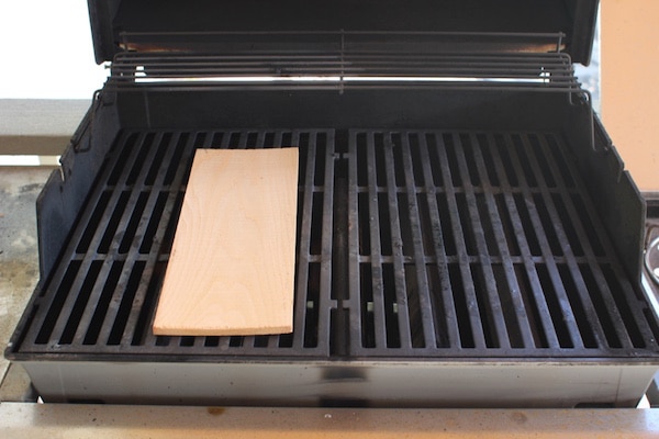  Preparing grill and cedar plank.