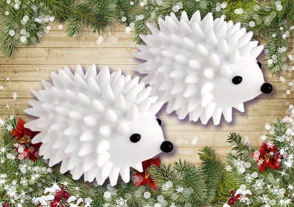  A beautiful pair of hedgehog dryer balls with decorated background..