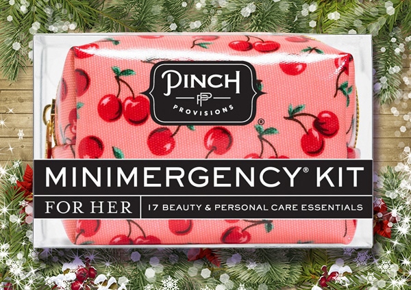 Pinch provisions minimergency kit with decorated background.