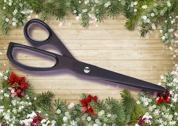 Scissors with decorated background..