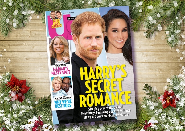 Harry's secret romance trashy magazine with decorated background..