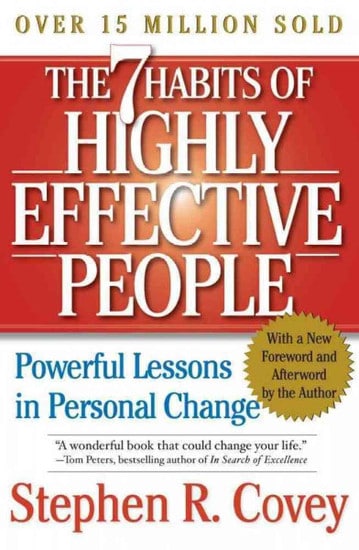 The 7 Habits of Highly Effective People by Stephen Covey, book cover.