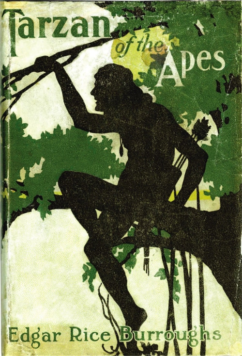 The book cover of Tarzan of the Apes by Edgar Rice Burroughs.