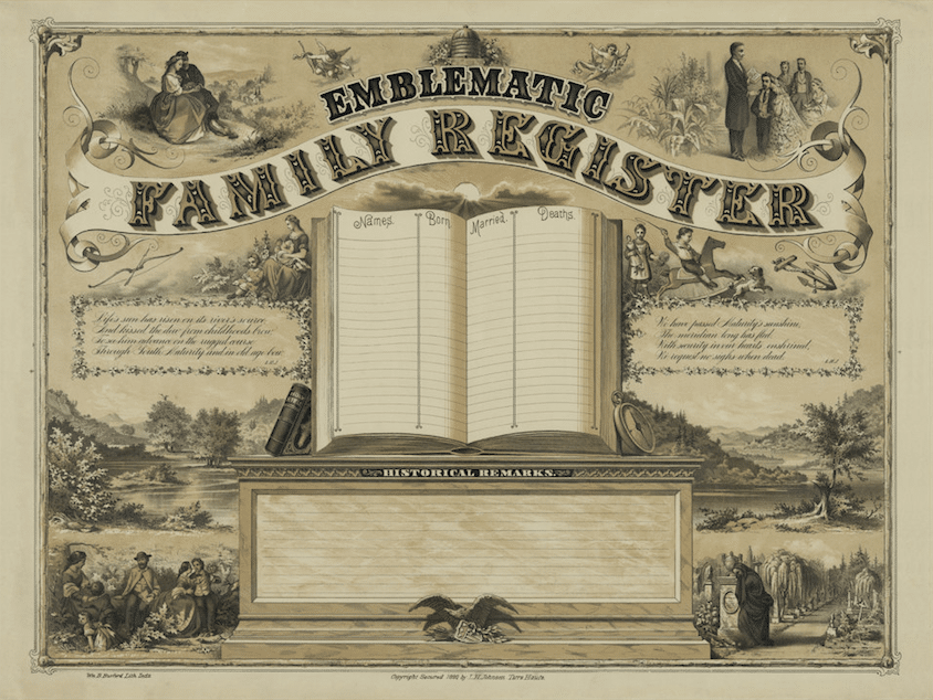 The historical remark of family register on emblematic.