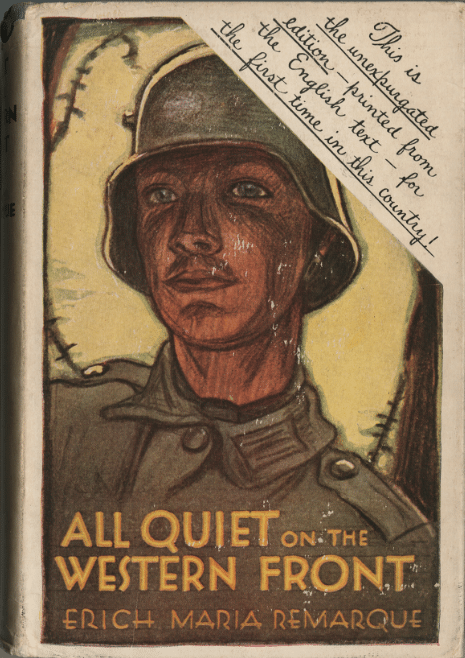 All Quiet on the Western Front by Erich Maria Remarque, book cover.