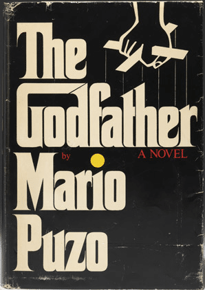 The Godfather by Mario Puzo, is a book cover.