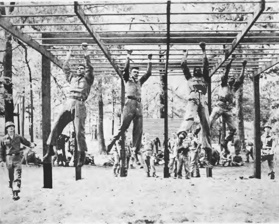 Vintage military boot camp pt training horizontal ladder.