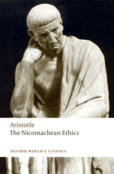 Nicomachean Ethics by Aristotle, book cover.