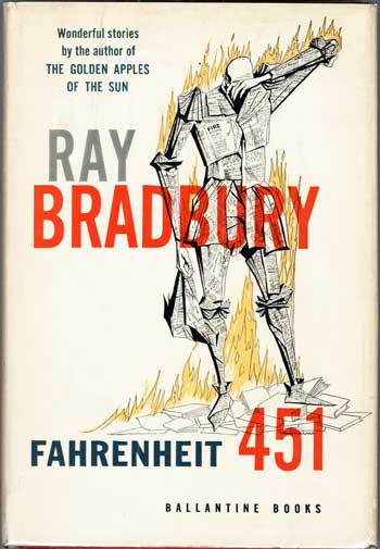 Fahrenheit 451 by Ray Bradbury, book cover.