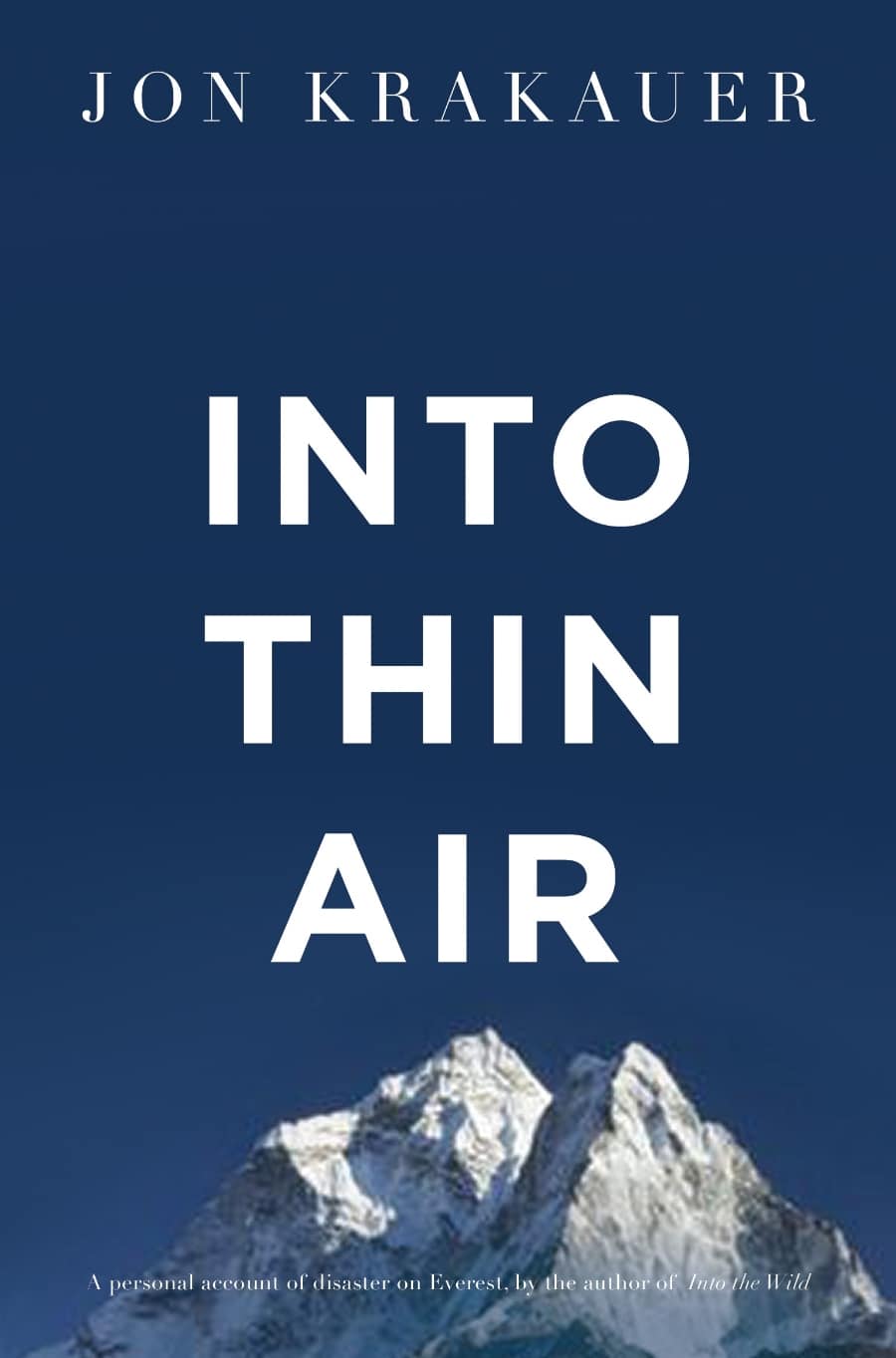 Into Thin Air by Jon Krakauer, book cover.