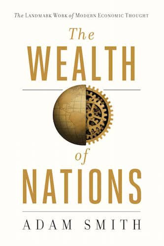 The Wealth of Nations by Adam Smith, book cover.