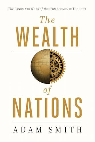 The Wealth of Nations by Adam Smith, book cover.