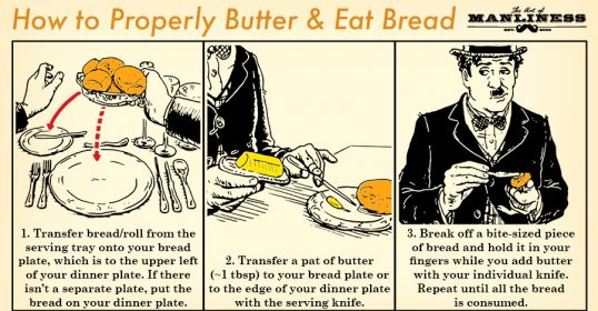 Learn the proper way to butter and eat bread for a delicious treat.
