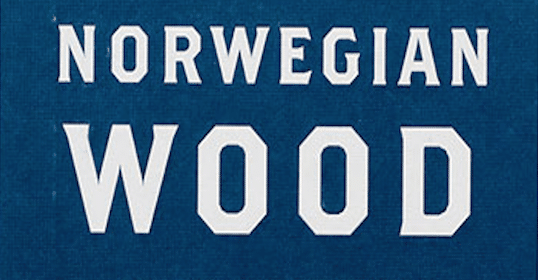 Norwegian wood logo on a blue background inspired by philosophy.