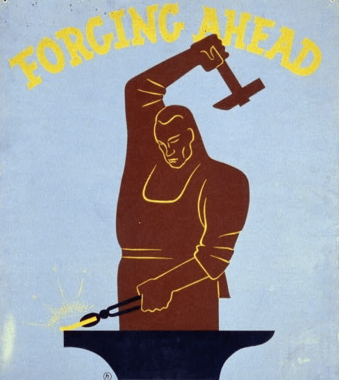 Forging Metal Vintage blacksmith poster illustration.