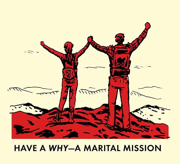 Couple hiking illustration have a marital mission.