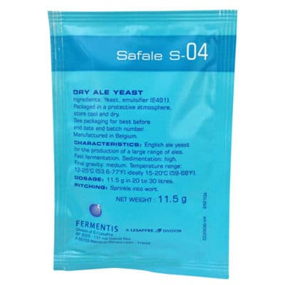 Safele s-04 dry ale yeast packet 11.5 grams.