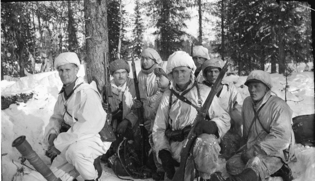 Finnish soldiers resting in forest wwii.