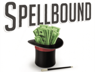 Spellbound logo with a hat and money, perfect for a magician podcast.