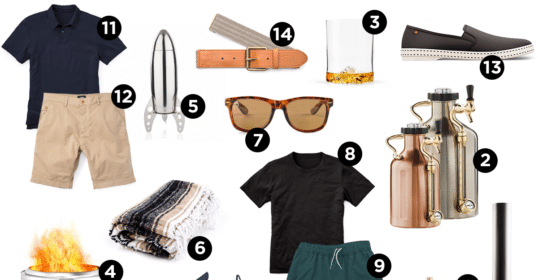 A collage of men's clothing and accessories outfitted for a Summer BBQ.