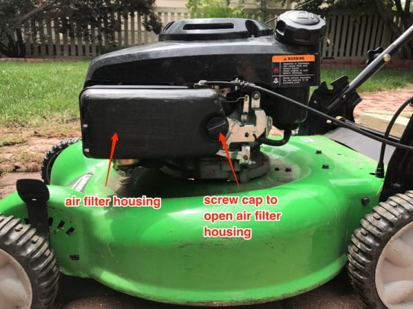 How to locate and replace air filter on lawn mower.