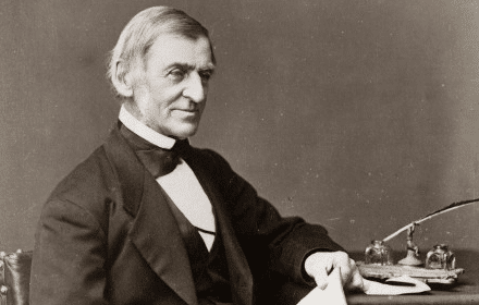 A man in a suit holding a fan reads Emerson.