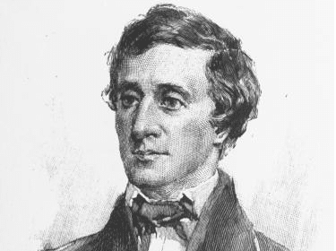 A man in a suit depicted in a black and white drawing.
