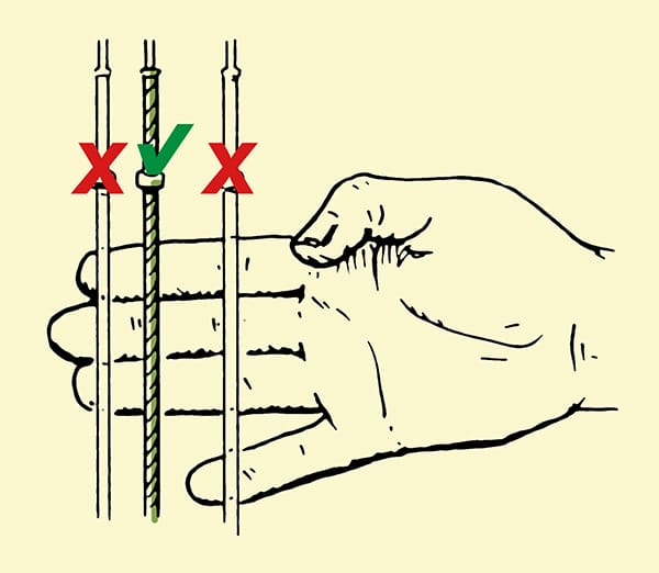 How to grip the archer bow string illustration. 