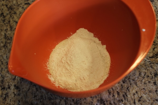 Combine Dry Ingredients + Sourdough Starter in a dish.