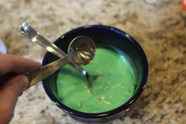 Mixing saline with glue homemade diy slime.