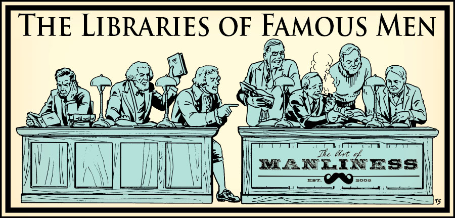 Libraries of famous men illustration. 