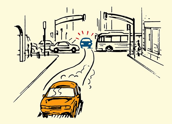 Evasive driving illustration.