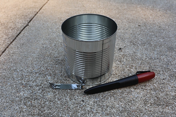 Hobo stove supplies tin can bottle opener knife. 