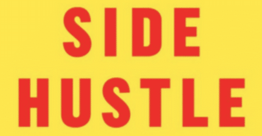 The side hustle logo on a vibrant yellow background.