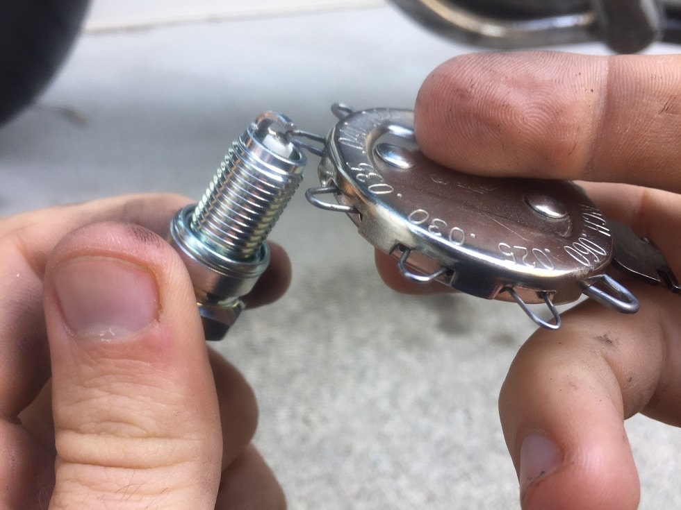 The view of motorcycle spark plug.