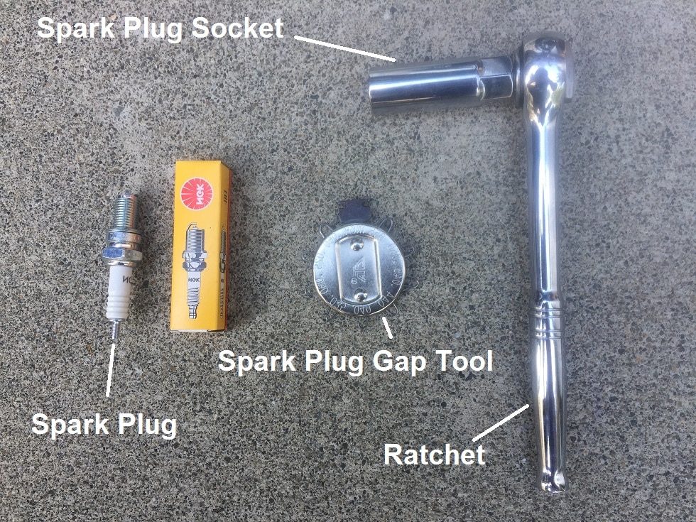 Spark plug supplies to change motorcycle. 