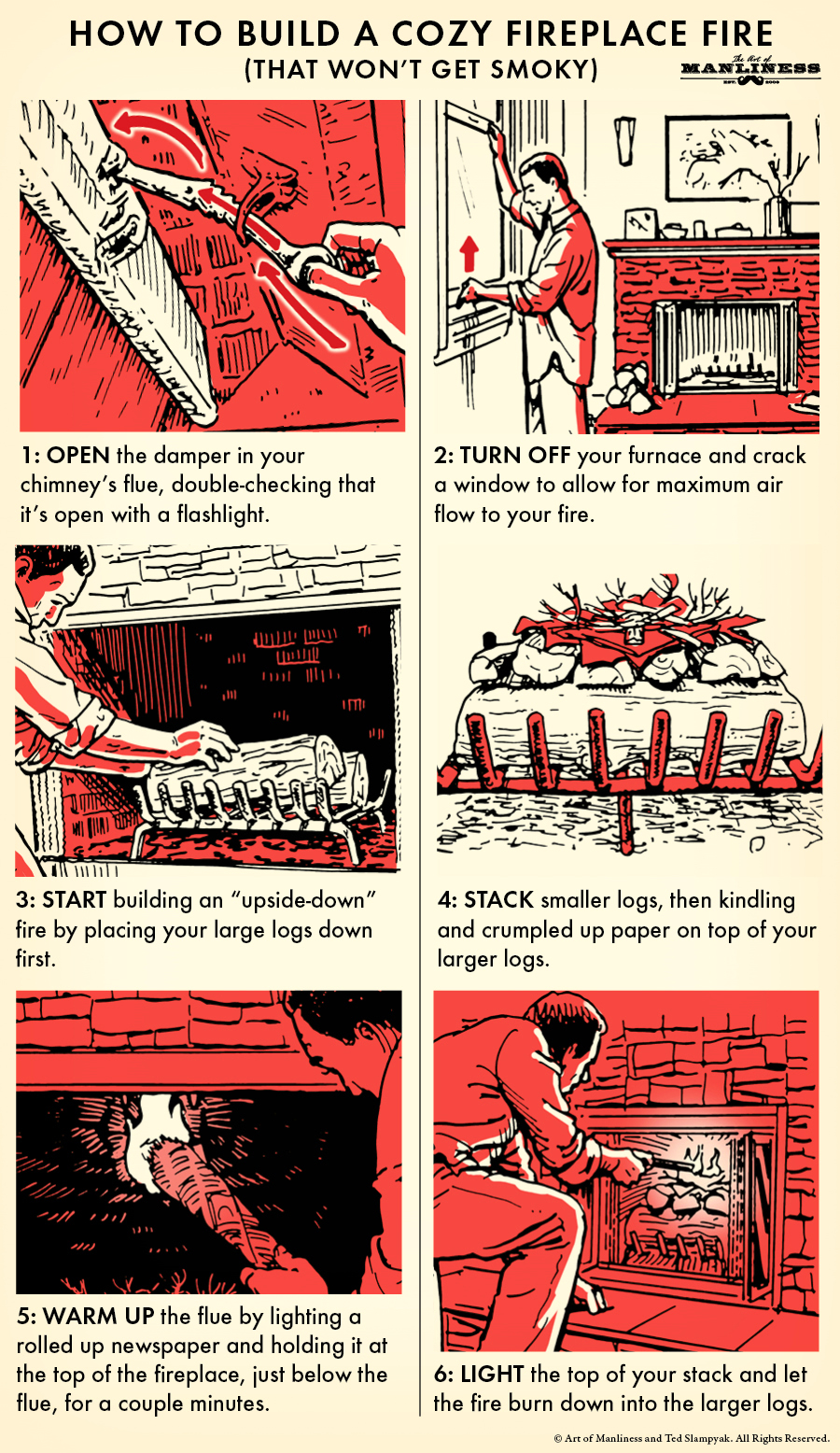 How To Build A Smoke Free Fireplace Fire The Art Of Manliness