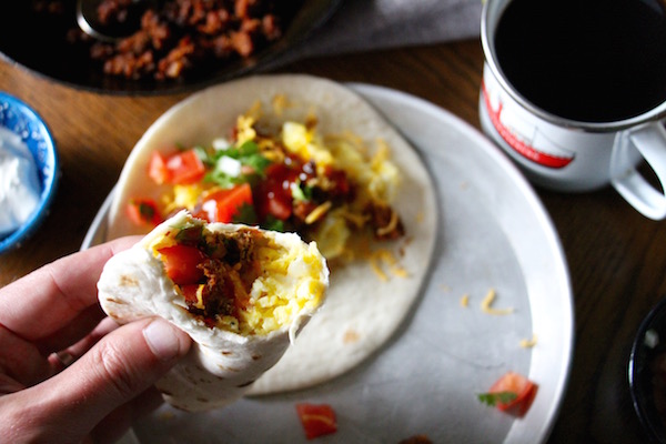 Perfect homemade breakfast taco.
