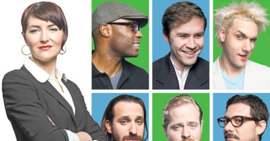 Here we go again, a group of good men posing in front of a green background.