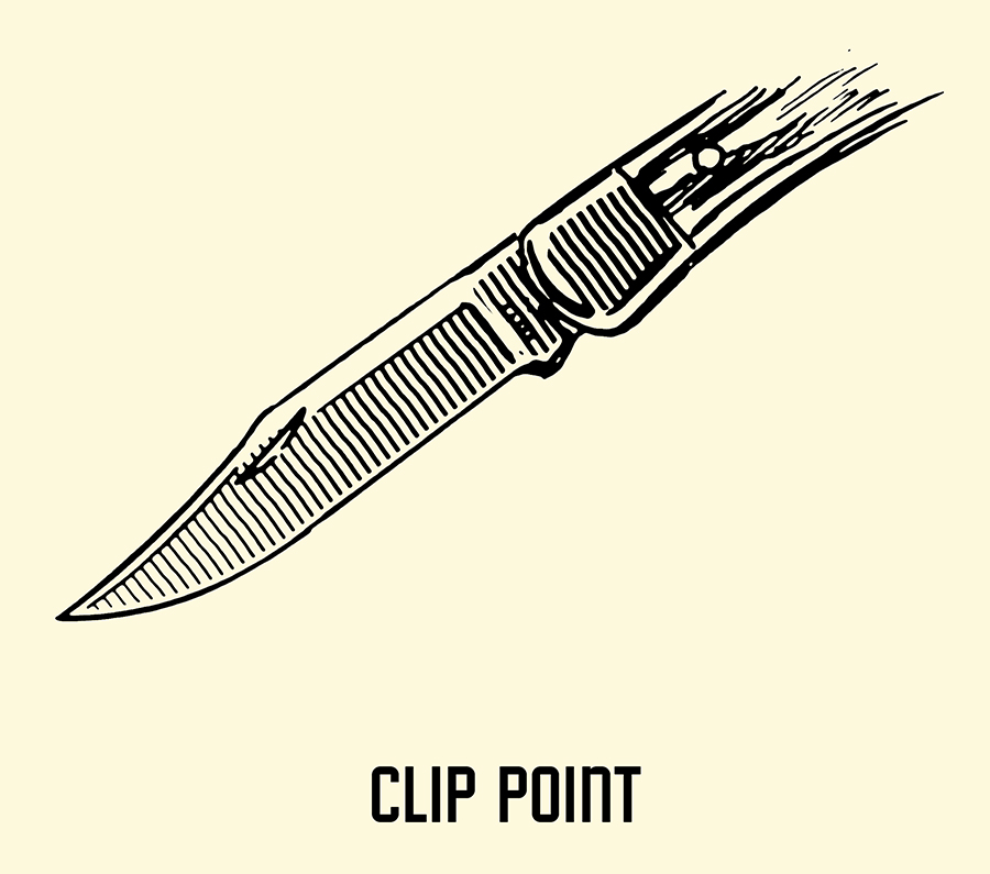 Clip point pocket knife blade illustration.