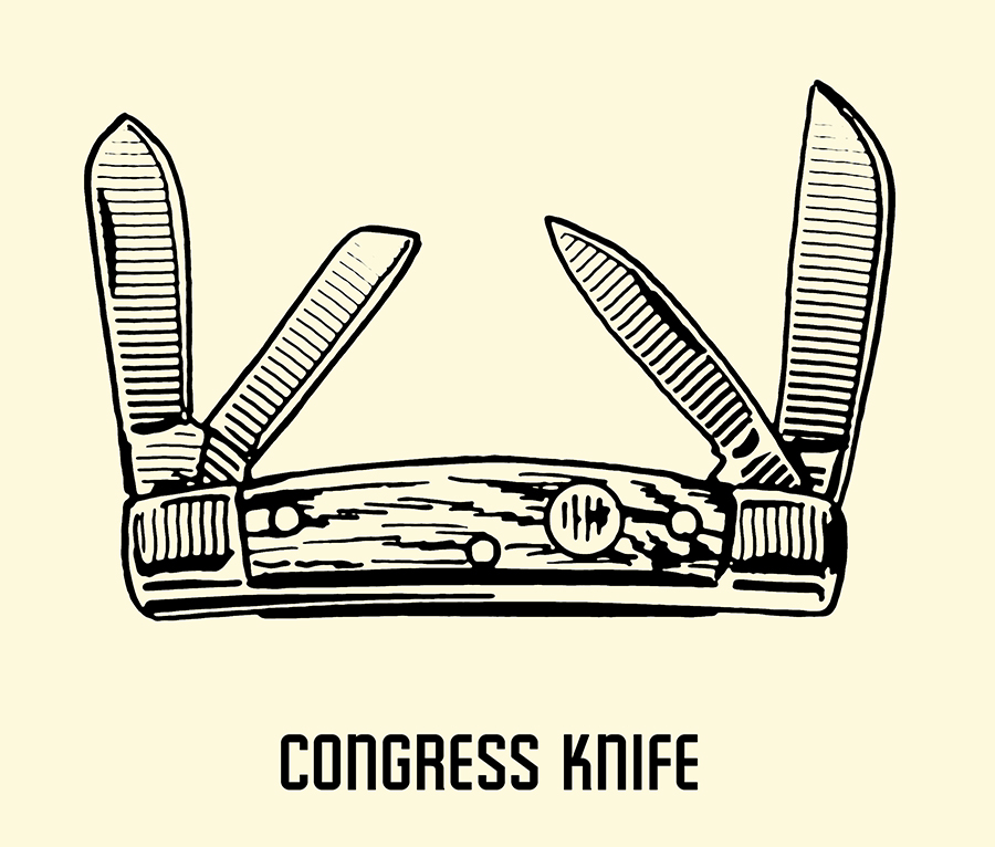 Congress pocket knife illustration.